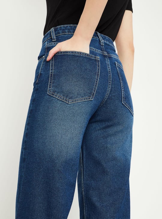 Women Washed Wide-Legged Jeans