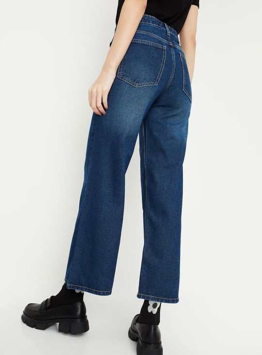 Women Washed Wide-Legged Jeans