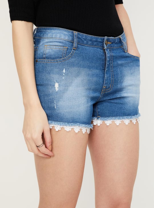 Women Washed Denim Shorts