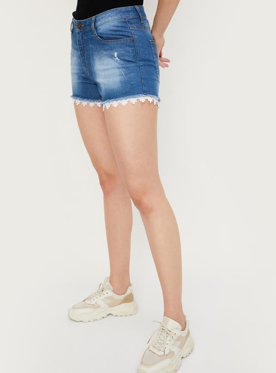 Women Washed Denim Shorts