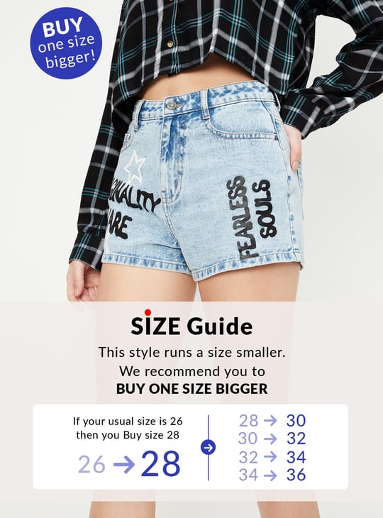 Women Printed Denim Shorts