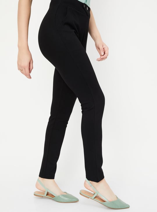 Women Solid Ponte Knit Treggings