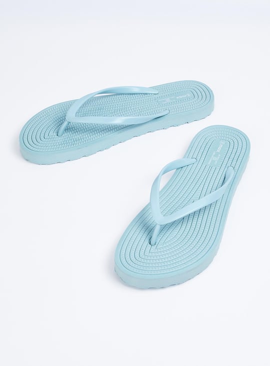 Women Textured V-Strap Flip Flops
