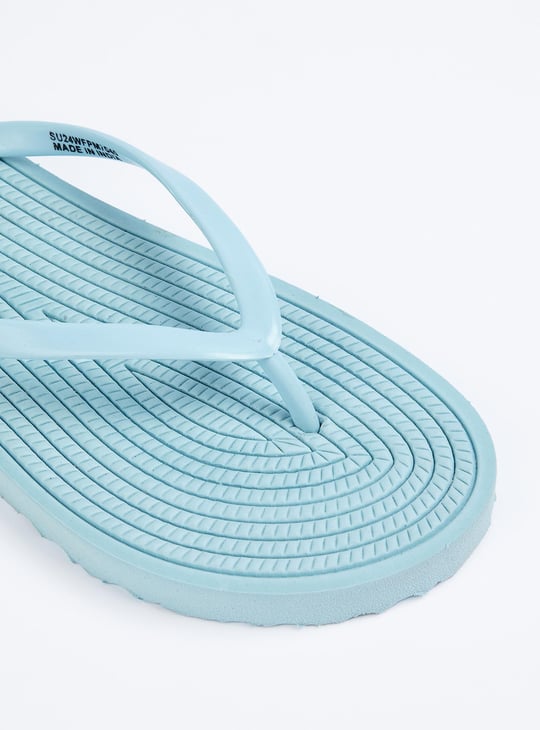 Women Textured V-Strap Flip Flops