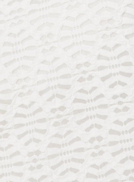 Women Lace Puffed Sleeves Knit Top