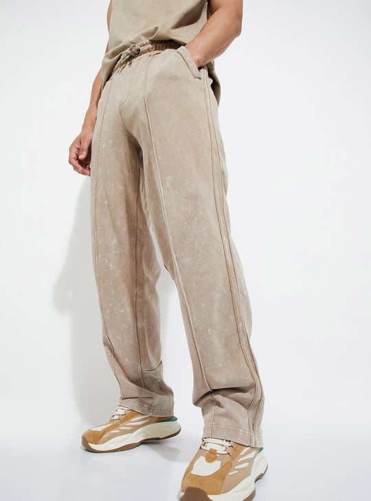 URB_N Men Solid Athleisure Track Pants | Beige | Solid