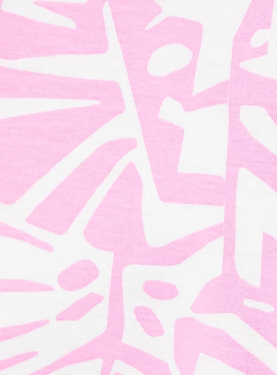 Girls Printed Knitted Cropped T-shirt