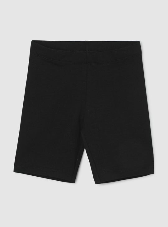 Girls Solid Cycling Shorts Black Solid
