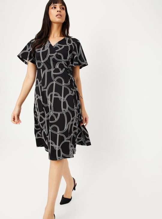Women Printed Wrap Dress