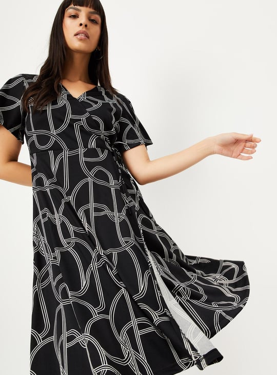Women Printed Wrap Dress