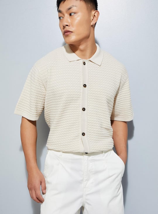 URB_N Men Oversized Textured Shirt