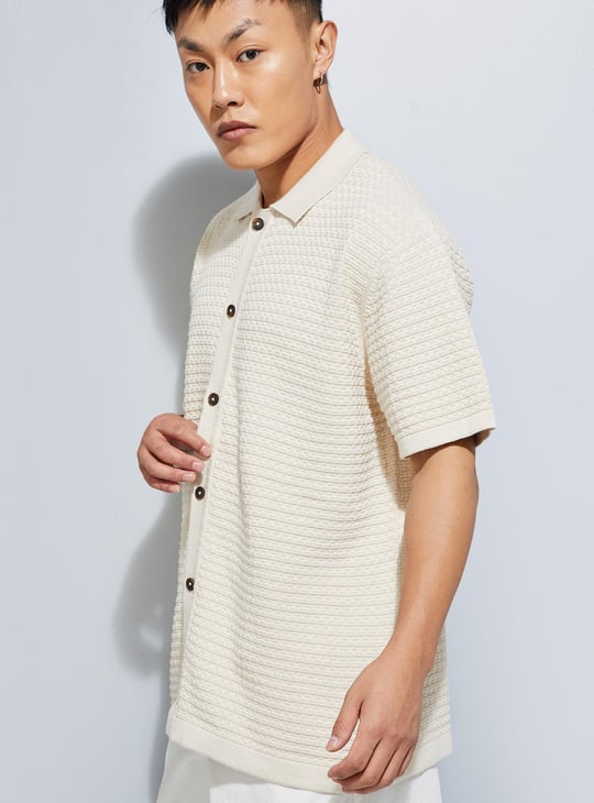 URB_N Men Oversized Textured Shirt