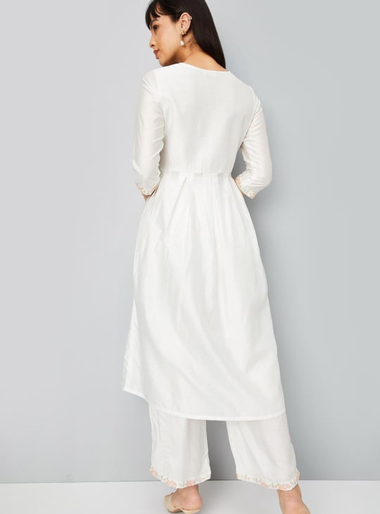 Women Embroidered Front Slit Kurta with Palazzos