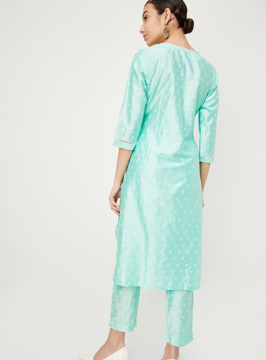 Women Embroidered Straight Kurta Set