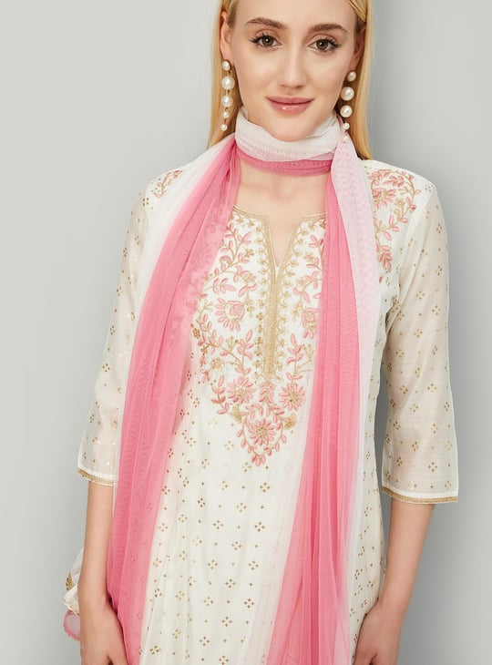 Women Embroidered A-line Kurta Set with Dupatta