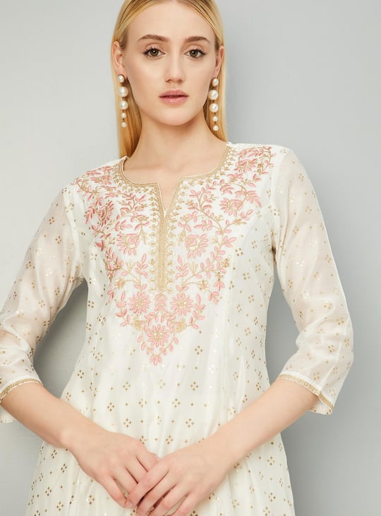 Women Embroidered A-line Kurta Set with Dupatta