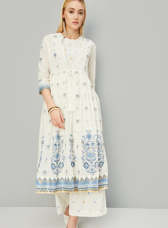 Women Printed Layered Kurta Set