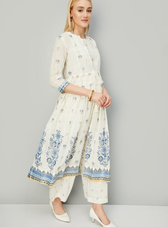Women Printed Layered Kurta Set