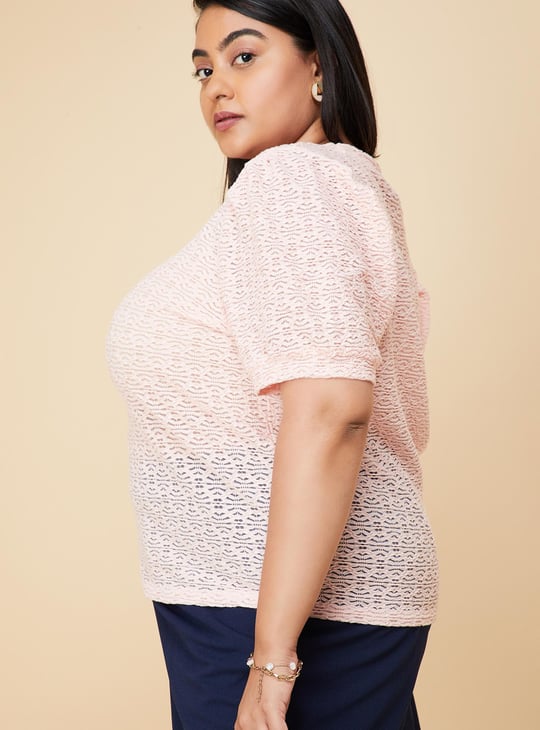 Women Textured Puffed Sleeves Blouse