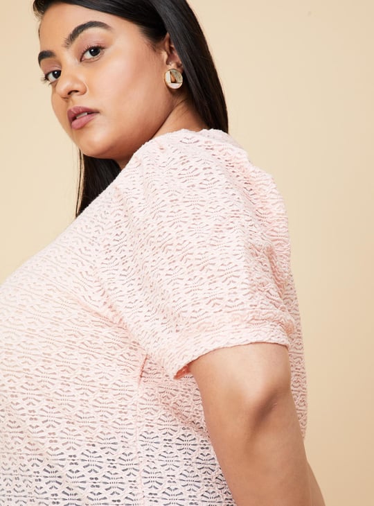 Women Textured Puffed Sleeves Blouse