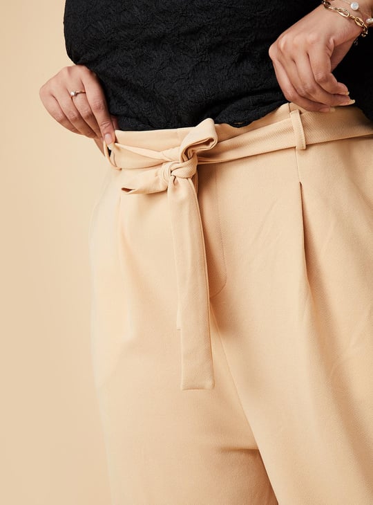 Women Solid Wide Leg Trousers