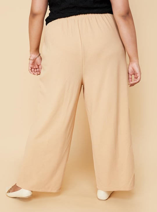 Women Solid Wide Leg Trousers