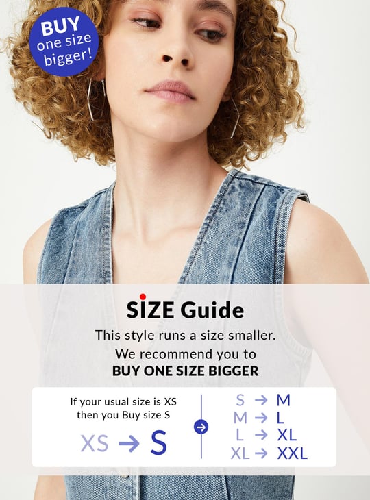 Women Washed Denim Waistcoat