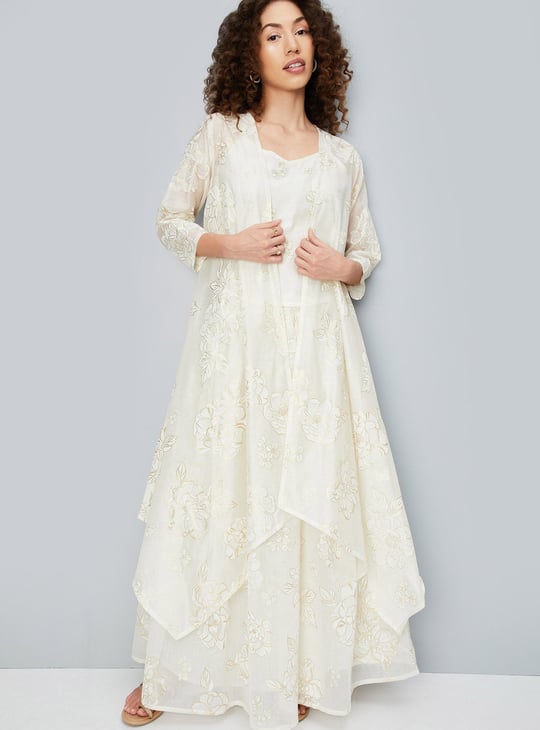 Women Printed Skirt Set with Shrug