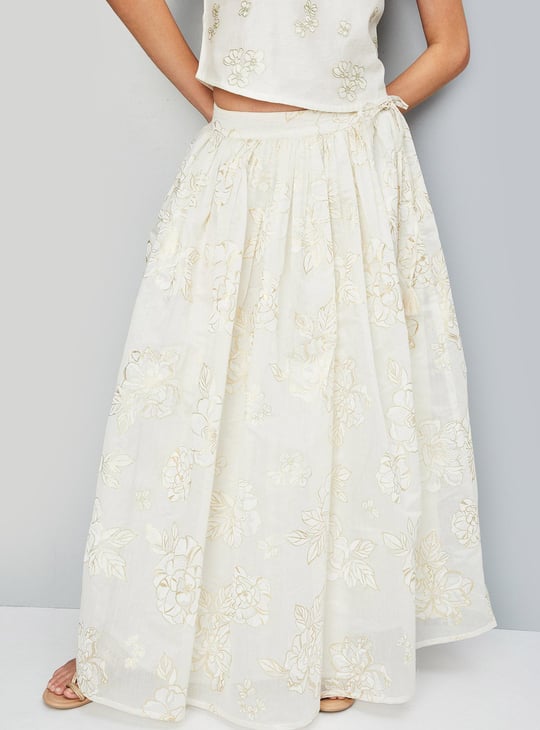 Women Printed Skirt Set with Shrug