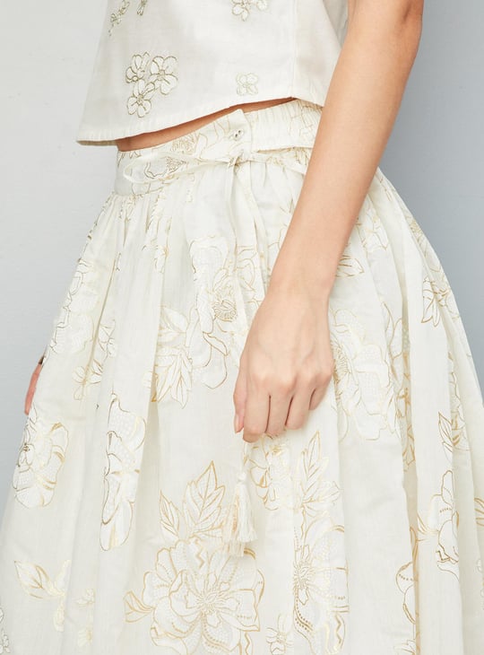 Women Printed Skirt Set with Shrug