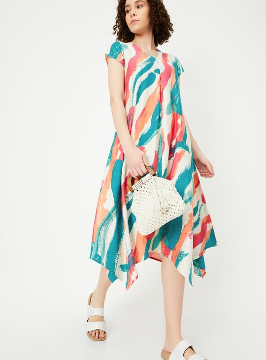 Women Printed Asymmetrical Hem Dress