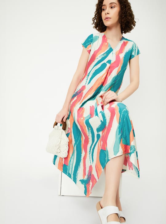 Women Printed Asymmetrical Hem Dress