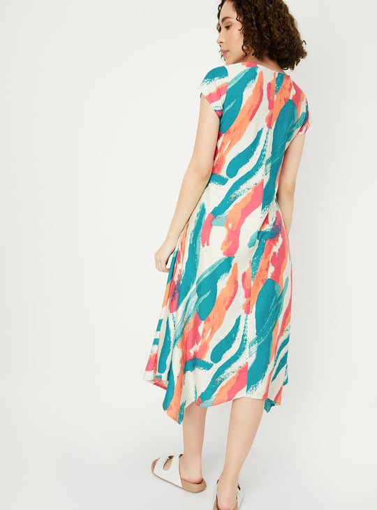 Women Printed Asymmetrical Hem Dress
