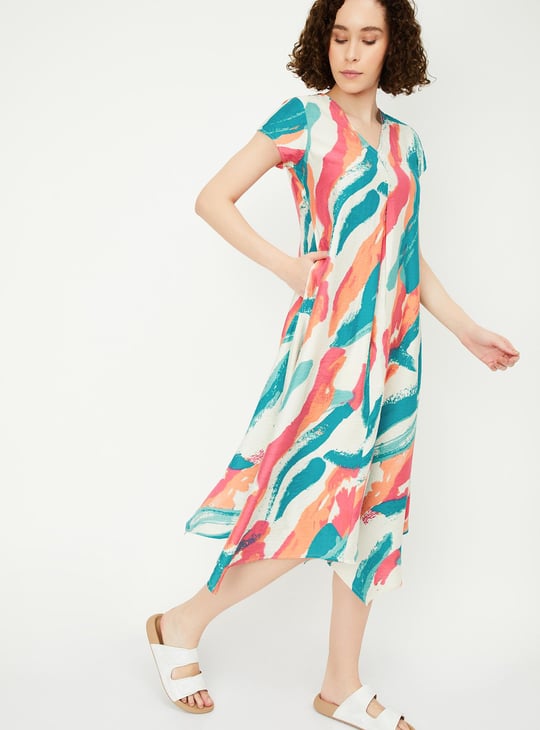 Women Printed Asymmetrical Hem Dress