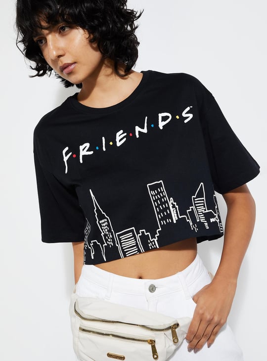 URB_N Women Friends Printed Cropped T-shirt