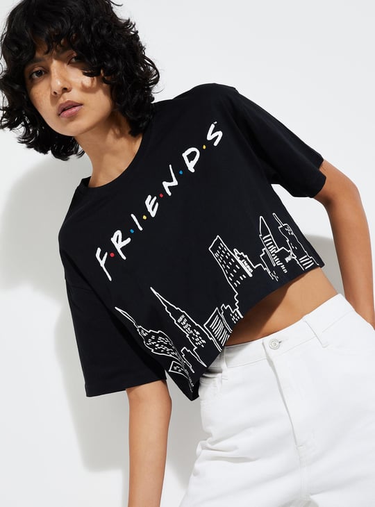 URB_N Women Friends Printed Cropped T-shirt