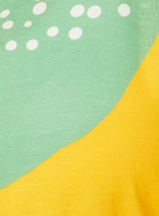 Women Printed Belted Asymmetrical Hem Dress