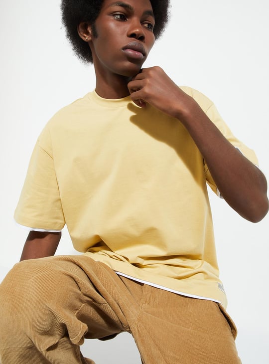 URB_N Men Oversized Solid T-shirt | Yellow