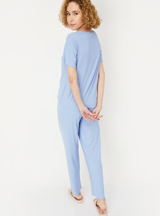 Women Ribbed PJ Set