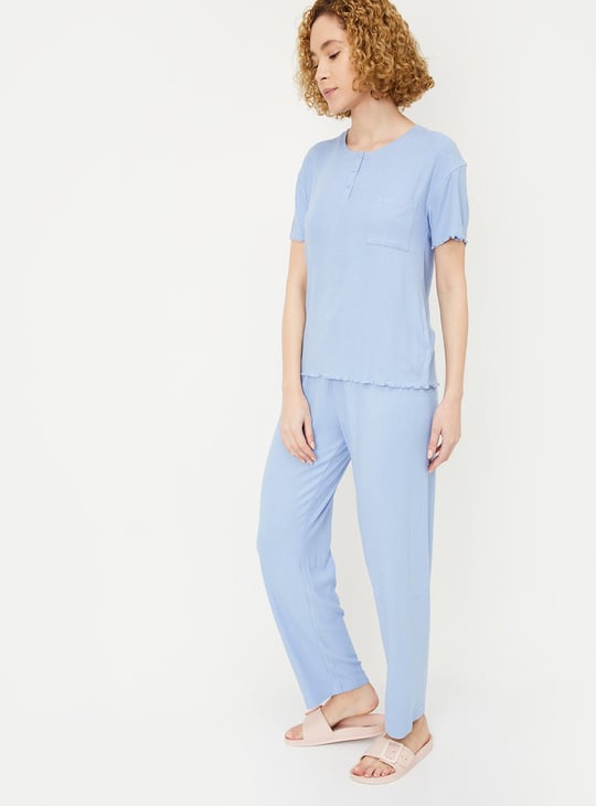 Women Ribbed PJ Set