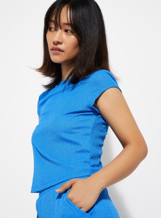 URB_N Women Textured Back Open Crop Top