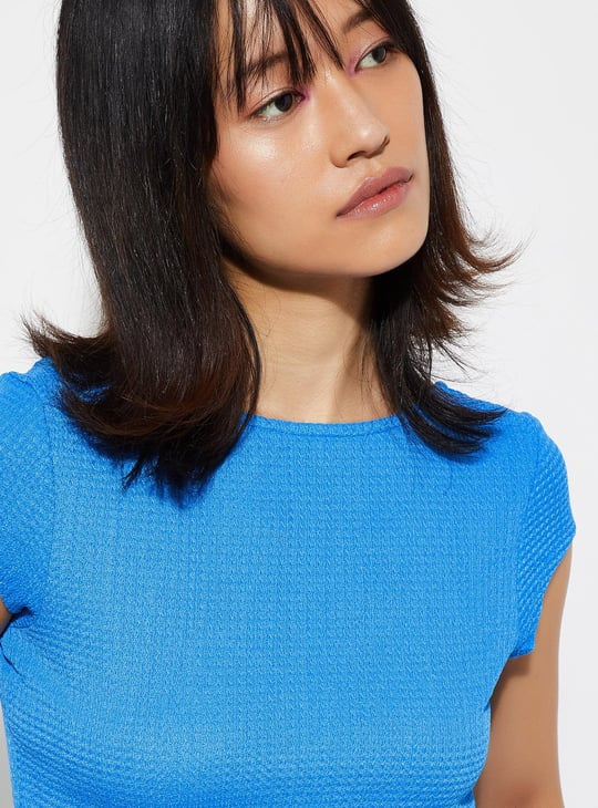 URB_N Women Textured Back Open Crop Top