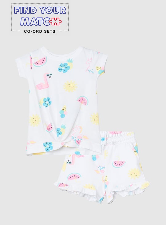 Girls Printed Twisted Hem T-shirt