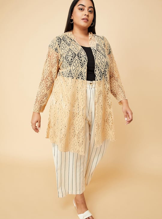 Women Crochet Front-Open Shrug