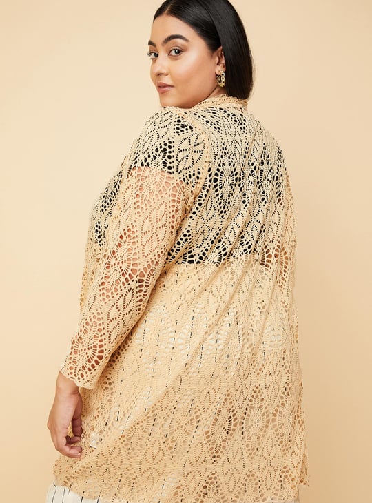 Women Crochet Front-Open Shrug