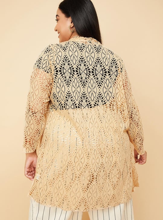Women Crochet Front-Open Shrug