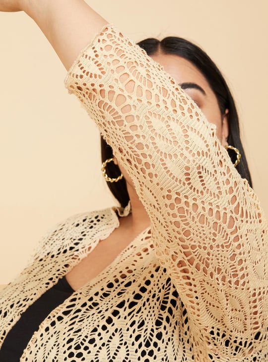 Women Crochet Front-Open Shrug