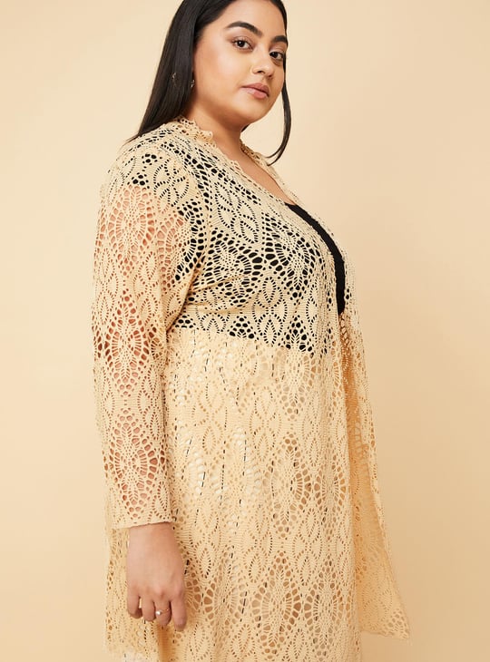Women Crochet Front-Open Shrug