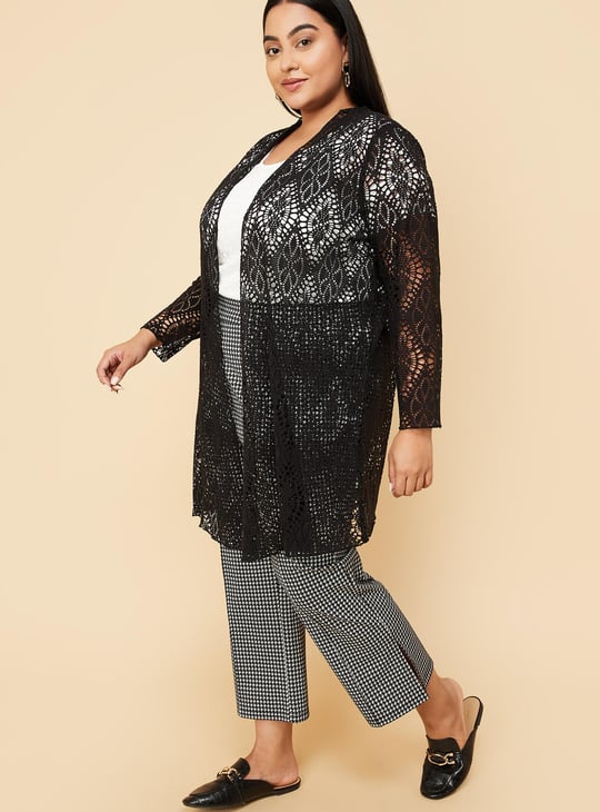 Women Crochet Front-Open Shrug