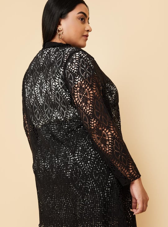 Women Crochet Front-Open Shrug